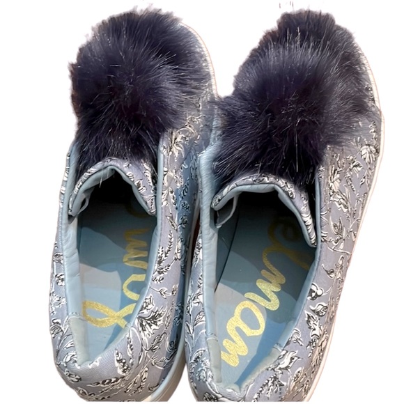 New Sam Edelman Leya Pom Pom Sneakers with Faux Fur Size 9.5 - Picture 6 of 7